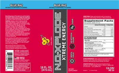 Photo of the BSN N.O.-XPLODE Blue Raz label