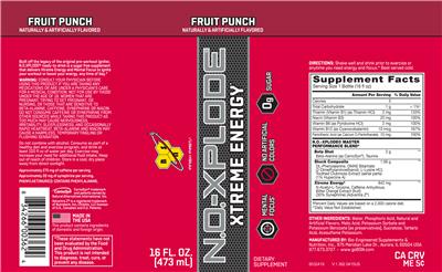 Photo of the BSN N.O.-XPLODE Fruit Punch label