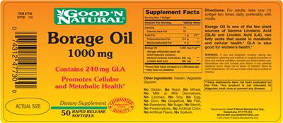 Photo of the Good 'N Natural Borage Oil 1000 mg label