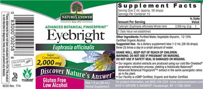 Photo of the Nature's Answer Eyebright 2,000 mg label