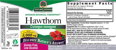 Photo of the Nature's Answer Hawthorn 2,000 mg label