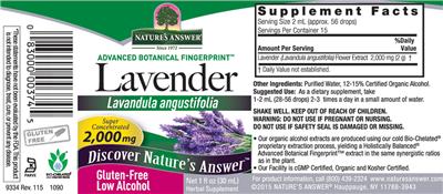 Photo of the Nature's Answer Lavender 2,000 mg label