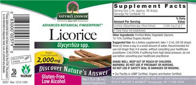 Photo of the Nature's Answer Licorice 2,000 mg label