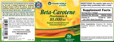 Beta-Carotene Provitamin A 10,000 IU