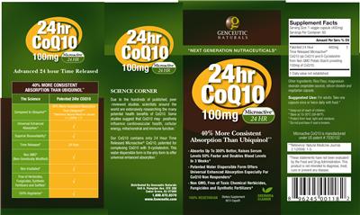 Photo of the Genceutic Naturals 24hr CoQ10 100 mg label