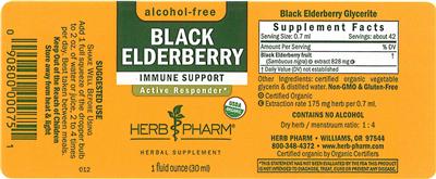 Photo of the Herb Pharm Black Elderberry Alcohol-Free label
