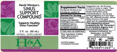 Photo of the Herbalist & Alchemist David Winston's Sinus Support Compound label