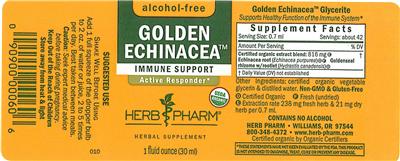 Photo of the Herb Pharm Golden Echinacea Alcohol-Free label