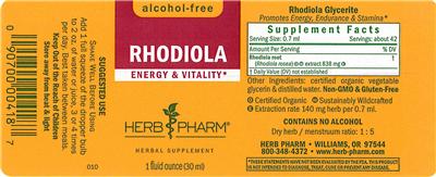 Photo of the Herb Pharm Rhodiola label