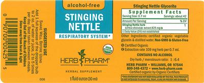 Photo of the Herb Pharm Stinging Nettle Alcohol-Free label