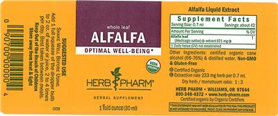 Photo of the Herb Pharm Alfalfa label