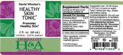 Photo of the Herbalist & Alchemist David Winston's Healthy Skin Tonic label