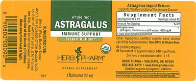 Photo of the Herb Pharm Astragalus label
