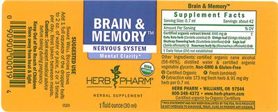 Photo of the Herb Pharm Brain & Memory label