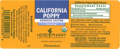 Photo of the Herb Pharm California Poppy label
