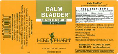 Photo of the Herb Pharm Calm Bladder label