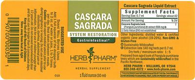 Photo of the Herb Pharm Cascara Sagrada label