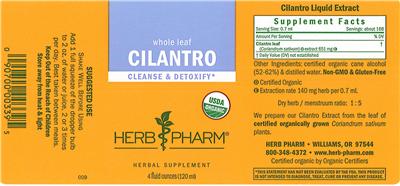 Photo of the Herb Pharm Cilantro label