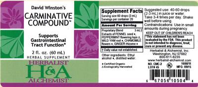 Photo of the Herbalist & Alchemist David Winston's Carminative Compound label