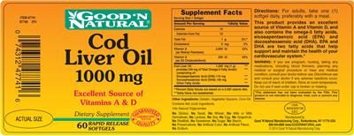 Photo of the Good 'N Natural Cod Liver Oil 1000 mg label