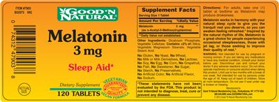 Photo of the Good 'N Natural Melatonin 3 mg label