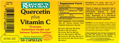 Photo of the Good 'N Natural Quercetin Plus Vitamin C label