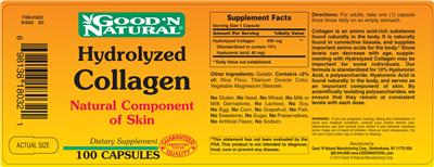 Photo of the Good 'N Natural Hydrolyzed Collagen label