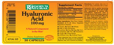 Photo of the Good 'N Natural Hyaluronic Acid 100 mg label