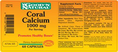 Photo of the Good 'N Natural Coral Calcium label