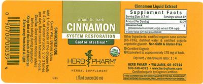 Photo of the Herb Pharm Cinnamon label