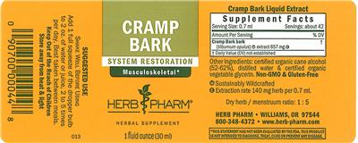 Photo of the Herb Pharm Cramp Bark label