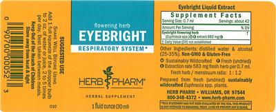 Photo of the Herb Pharm Eyebright label