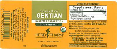 Photo of the Herb Pharm Gentian label