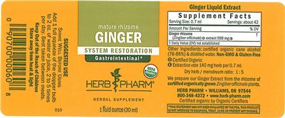Photo of the Herb Pharm Ginger label