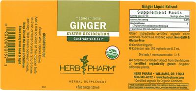 Photo of the Herb Pharm Ginger label