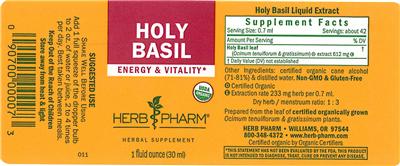 Photo of the Herb Pharm Holy Basil label