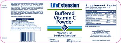 Photo of the Life Extension Buffered Vitamin C Powder label