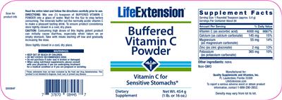 Photo of the Life Extension Buffered Vitamin C Powder label