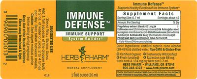 Photo of the Herb Pharm Immune Defense label