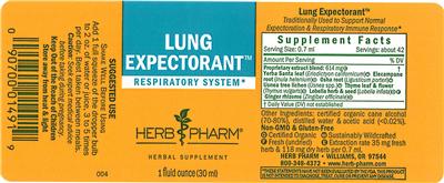 Photo of the Herb Pharm Lung Expectorant label