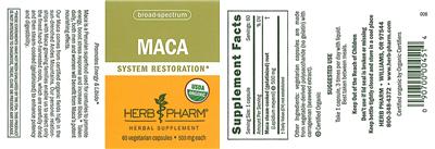 Photo of the Herb Pharm Maca label