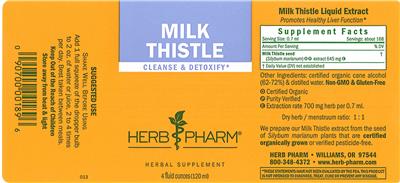 Photo of the Herb Pharm Milk Thistle label