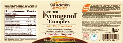 Photo of the Sundown Naturals Fortified Pycnogenol Complex label