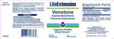 Photo of the Life Extension Venotone label