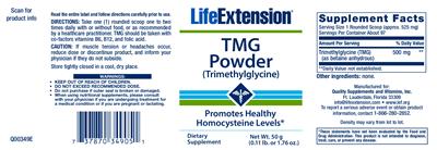 Photo of the Life Extension TMG Powder label