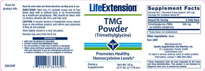 Photo of the Life Extension TMG Powder label