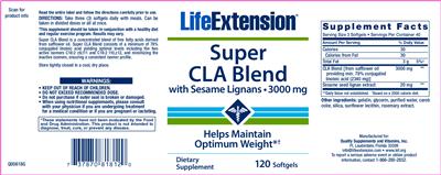 Photo of the Life Extension Super CLA Blend 3000 mg label