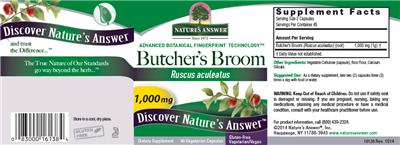 Photo of the Nature's Answer Butcher's Broom 1,000 mg label