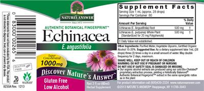 Photo of the Nature's Answer Echinacea 1000 mg label