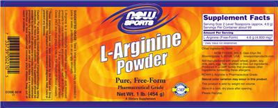 Photo of the NOW Sports L-Arginine Powder label